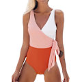 Miniatyrbillede 1 af 5: Kvinnors One Piece Baddräkt Wrap Color Block Tie Sida Bad Sui