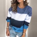 Pikkukuva 4 / 6: Naisten Oversized Color Block -pusero Loose Stripe Thick Pullover Blue Blå S