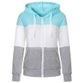Pikkukuva 1 / 2: Naisten hupparit Color Block -huppari Basic Zip Up Jersey Jacket Pitkähihainen toppi, jossa taskut Plus Size Sininen harmaa Blue gray 3XL