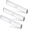 Sæt med 3 trådløse 10 LED-lamper, USB-opladelige, bærbare hvide