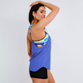 Miniatyrbillede 2 af 6: Dame bluson stribet trykt strappy T-back Push up Tankini top med shorts，S