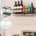 Miniatyrbillede 3 af 8: Vægmonteret jern vinstativ Flaske Champagne glasholder Sort Black 25*10*17cm