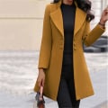Miniatyrbilde 3 av 5: Pea Coats For Dame Button Down Suit Yttertøy Med Hakk Blazer For Formelt Arbeid Gul Yellow M