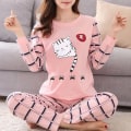 Pikkukuva 5 / 7: Naisten käännettävä pyjamat, naisten 2-osainen housusarja Setti pitkähäntäkissa long tail cat L