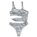 Miniatyrbilde 1 av 11: Kvinner exig One-Piece Bikini Uregelmessig utskjæring midje Ryggløs Push Up badedrakt Hvit bølgepunkt White wave point S