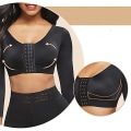 Miniatyrbild 4 av 5: Womens Shapewear 3/4 ärm Arm Shaper Front Stängning Kompression BH Post Surgery Posture Corrector Linne BLACK BLACK 3XL