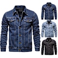 Miniatyrbillede 1 af 3: Forår Efterår mænds denimjakke Casual Slim jakke Herre denimjakke#axsl1089 Sort Black 4XL