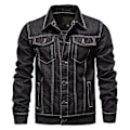 Miniatyrbillede 2 af 4: Forår Efterår mænds denimjakke Casual Slim jakke Herre denimjakke#axsl1089 Sort Black M