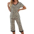 Pikkukuva 5 / 7: Naisten pyjamat, 2-osainen yöpuku lyhythihainen t-paita ja Capri-housut Khaki Leopard Khaki Leopard 3XL