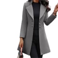 Miniatyrbilde 1 av 5: Pea Coats For Women Button Down Suit Yttertøy Med Hakk Blazer For Formelt Arbeid Grå Gray 2XL
