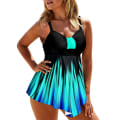 Miniatyrbillede 3 af 7: Kvinder Gradient Suspenders Bryst Vægt Print Badetøj Blå Blå US L=Tag 4XL