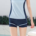 Miniatyrbild 11 av 11: Kortärmade kvinnor Rashguard med pojkshorts Tvådelade delade baddräkter Studenter agkontroll badkläder för semester Rose red Rose red M