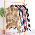 Miniatyrbillede 3 af 4: Kvinder Multiway Ternet Poncho Sjal Wrap Fleece Bærbar Tæppe Ultra Blød Sherpa Flanel Cape（Brun） qd brown