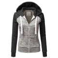 Pikkukuva 1 / 3: Naisten hupparit Color Block -huppari Basic Zip Up Jersey Jacket Pitkähihainen toppi taskuilla Plus ize musta harmaa Black grey S