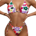 Miniatyrbild 1 av 11: Tvådelad kvinnlig printed mjuk väska Bikini knuten Kvinnor exig baddräkt trandkläder Färgglada Populära Lila badkläder Spend white Spend white S