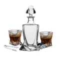 Elegant Karaffset: Kristallglas, Whiskystenar & Träförvaring Transparent
