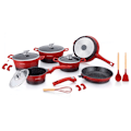 Miniatyrbild 1 av 5: 6-delars Non-Stick Marmor Kokkärlset i Aluminium Röd