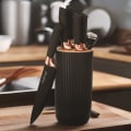 Miniatyrbild 2 av 2: Elegant knivset i guld med 7 delar och knivhållare Svart