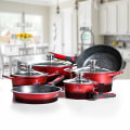 Miniatyrbild 3 av 5: 6-delars Non-Stick Marmor Kokkärlset i Aluminium Röd