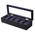 Miniatyrbild 3 av 3: Elegant klockbox i lackat trä för fem klockor Svart