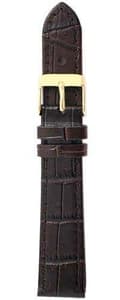 Klockarmband 16 mm krokomönstrad XL Mörkbrun