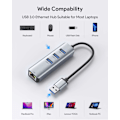 Miniatyrbilde 5 av 8: USB til Ethernet-adapter, 4 i 1 aluminium USB Ethernet-adapter med RJ45 10/100/1000 Mbps Gigabit nettverks-LAN-port, 3 USB 3.0-porter, for MacBook Pro, Gray