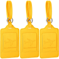 Miniatyrbild 1 av 8: 3-pack bagageetiketter för resväskor, bagageetiketter, resetiketter för bagage, starka, PU-läder, hållbara, synliga, resetillbehör, gula Yellow 2.7 x 4.2 inch/6.8 x 10.7 cm