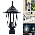 Miniatyrbillede 2 af 5: Post Pole Light Udendørs Have Terrasse Indkørsel Gård Lanterne Lampe Sort Top