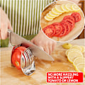 Miniatyrbillede 6 af 7: Tomatskærer Citronskærer 18/8 Rustfrit Stål Multifunktionel Rund Frugt Tang Holder Nem Skæring Frugter & Grøntsager Værktøjer Køkken Skærende Hjælpemiddel