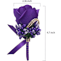 Miniatyrbilde 2 av 7: Lilla bryllupsrose knapphullsblomst med nåler for menn, bryllupsgjester, forlover, brudgom knapphullsblomster for bryllupsfest, ball, jubileum (Boutonniere-Pur Boutonnierepurple 6Packs