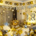 Miniatyrbild 5 av 5: 14-pack kungliga prinsballonger - Guld slott kronballong för prins födelsedagsfest