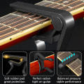 Miniatyrbild 6 av 7: Gitarr Capo Snabbväxlande Capo för 6-strängad Akustisk Gitarr Elgitarr Klassisk Gitarr Ukulele Capotastos Capo (Svart) Black
