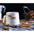 Miniatyrbilde 3 av 8: YBK Tech Porselen Te Kopp Kaffe Krus Sett for Ettermiddagste - Marmormønster (Hvit, Høy 400ml + Tretrelokk) White, Tall