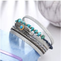 Miniatyrbild 4 av 6: Leopard Armband för Kvinnor, Boho Läder Wrap Multi-Layer Pärla Kristall Armband Smycken A7Feather A7Feather