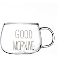 Miniatyrbillede 8 af 8: Godmorgen Kaffe Kops, 350 ml Glas til Te, Morgenmad, Juice Transparent