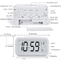 Miniatyrbild 3 av 8: Uppgraderad digital väckarklocka, 4,3 tum LED-display med temperatur, större ljudstyrka, ljusstyrkekontroll, bärbar snooze, kalender, batteridriven White