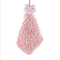 Miniatyrbillede 2 af 4: 3 stk. søde chenille bløde hængende håndklæder sjove dyr (grå+pink+lilla)