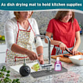Miniatyrbillede 4 af 5: Køkken Silikone Hane Måtte Absorberende Måtte Vask Stænkbeskyttelse Afløb Pad Justerbar Rund Mund Bordplade Beskytter Grå Hy