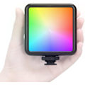 Miniatyrbillede 1 af 7: RGB-kamera videolys: LED Vlog-belysning i fuld farve, dæmpbar 2500-7000K, stærkt lys på kameraet, 1800mAh genopladelig med 3 tilbehør til koldt skoblys RPL01