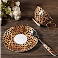 Miniatyrbillede 8 af 8: ® YBK Tech Euro Style Bone China Kop & Underkop Sæt, Keramisk Te- og Kaffe Kop til Hjem Køkken Bryllup (Leopard Mønster) Leopard Pattern