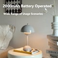 Miniatyrbilde 4 av 6: Moderne blomsterpot trådløs bordlampe, trådløs mid century lampe, søt batteri sopp bordlampe, liten lampe for nattbord, dimbar touch soverom la Gray