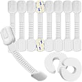 Pikkukuva 1 / 6: Hion lapsilukot kaappeihin, 8 kpl kaapin lukot lapsille, 2 ovenpysäytintä vauvan turvakaiteisiin - Lapsiturvallinen sarja, säädettävä lapsilukko 10 Piece Set