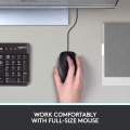 Miniatyrbilde 2 av 8: B100 kablet USB-mus, 3 knapper, optisk sporing, ambidextrous PC / Mac / bærbar PC - svart