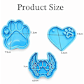 Miniatyrbilde 3 av 7: 3 stk. Silikonformer for Resin Blå Pet Paw Form Silikonform Hjerte Potetrykk Nøkkelring Silikon Resin Former for DIY Nøkkelringer Halskjede Anheng