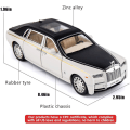 Miniatyrbild 4 av 5: 1/24 Rolls-Royce Phantom modellbil, zinklegering dra tillbaka leksaksbil med ljud och ljus för barn pojke flicka present (vit)