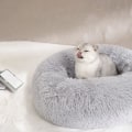 Miniatyrbillede 3 af 5: Katteseng Plys Donut Dyre Seng Rund Varm Cuddler Kennel Blød Hvalp Sofa Rede Varm Blød Plys Komfortabel ((Lysegrå S/37CM) til 2,5KG Kæledyr