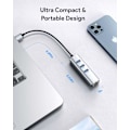 Miniatyrbilde 6 av 8: USB til Ethernet-adapter, 4 i 1 aluminium USB Ethernet-adapter med RJ45 10/100/1000 Mbps Gigabit nettverks-LAN-port, 3 USB 3.0-porter, for MacBook Pro, Gray
