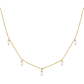 Miniatyrbillede 1 af 5: 14K forgyldt station halskæde | Simuleret diamant BTY halskæde | Kvinders CZ kæde halskæde | Lagdeling halskæder Yellow Gold Pearl