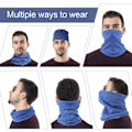 Miniatyrbilde 5 av 7: Vinterhalsvarmer Fleece Vindtett Halskrage Snood for Menn Kvinner Kaldt Vær Ansiktshalsduk Hodeplagg for Ski Løping Sykling Navy Blue+blue