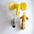 Miniatyrbillede 3 af 5: Vægmonteret tegneserie sød dyrehoved ornament til hjemmet børn baby værelse indretning